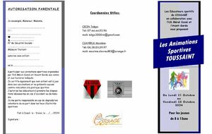 Animations Sportives Vacances de la Toussaint