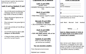 Les Animations Sportives printemps 2026